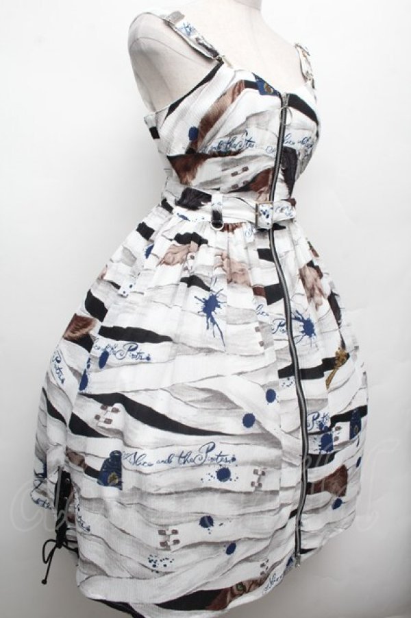 画像3: ALICE and the PIRATES / Wolf the ripper柄ジャンパースカート  白 S-26-03-02-020-PA-OP-SA-ZS (3)