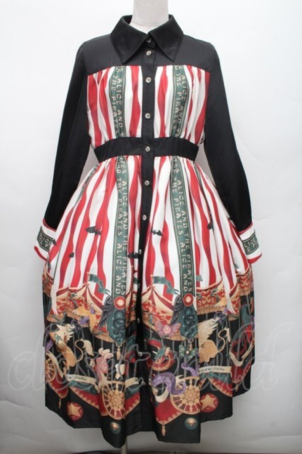 画像1: ALICE and the PIRATES / Escape Beast柄シャツワンピース  エンジ S-26-03-02-025-PA-SK-SZ-ZS (1)