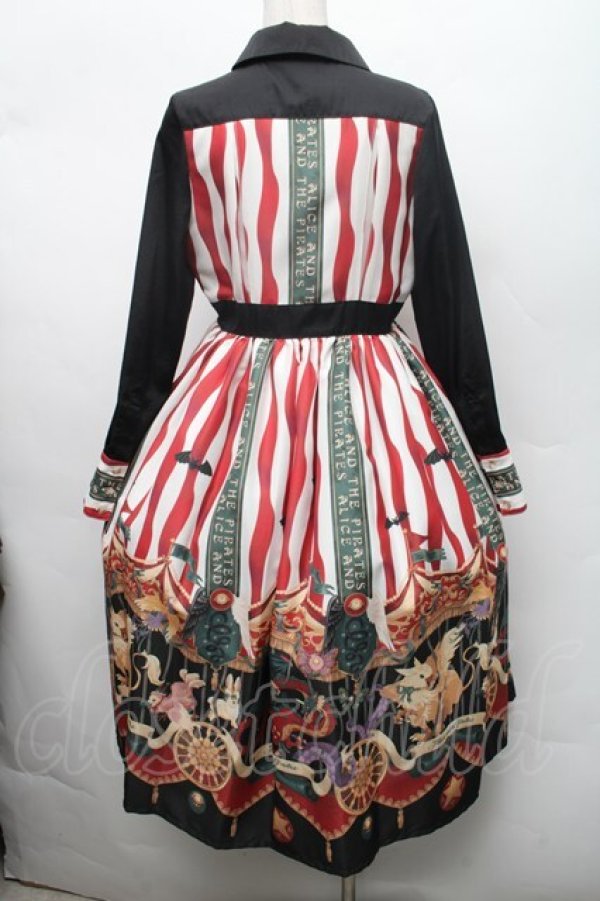 画像2: ALICE and the PIRATES / Escape Beast柄シャツワンピース  エンジ S-26-03-02-025-PA-SK-SZ-ZS (2)