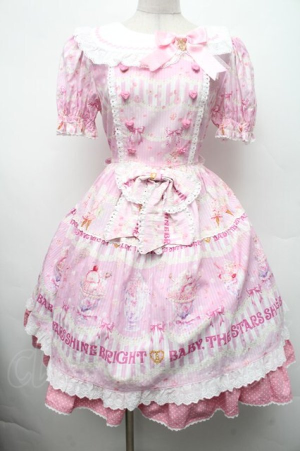 画像1: BABY,THE STARS SHINE BRIGHT / Sweetheart Parfaiteria柄ワンピース  ピンク S-26-03-02-027-BA-OP-AS-ZS (1)