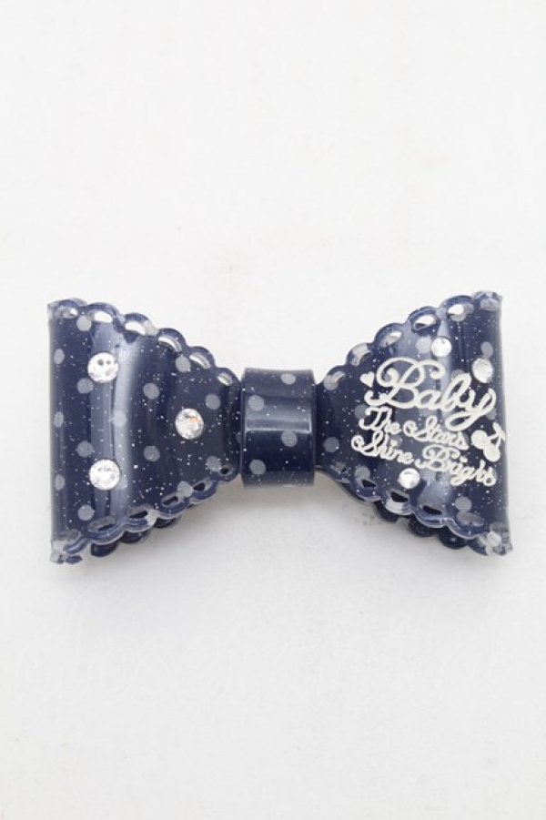 画像1: BABY,THE STARS SHINE BRIGHT / チェリードットリボンバレッタ  紺 S-26-03-04-004-BA-AC-AS-ZS (1)