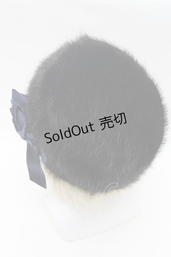 画像3: Moi-meme-Moitie / コサージュ付きファーハット  黒 S-26-03-04-039-MO-AC-HR-ZS (3)