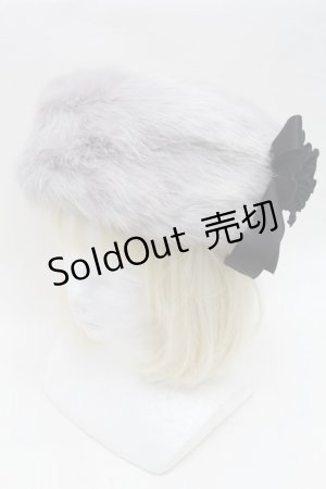 画像: Moi-meme-Moitie / コサージュ付きファーハット  グレー S-26-03-04-040-MO-AC-HR-ZS