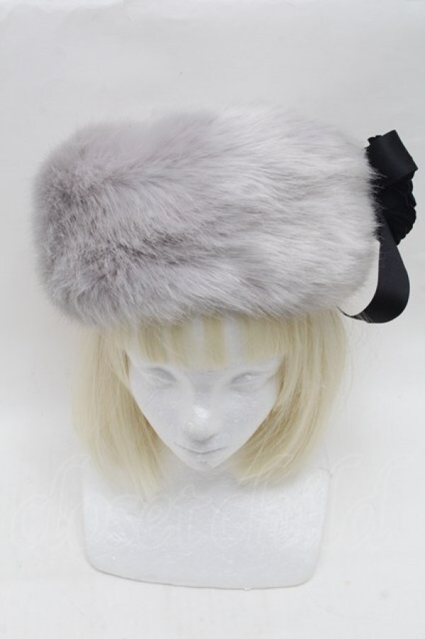 画像2: Moi-meme-Moitie / コサージュ付きファーハット  グレー S-26-03-04-040-MO-AC-HR-ZS (2)