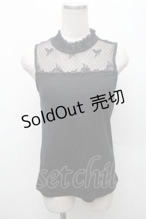 画像: m petit by misako / NINA'S パット付きレースタンクトップ  黒 S-26-03-04-042-LO-TO-HR-ZS