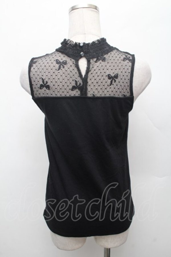 画像2: m petit by misako / NINA'S パット付きレースタンクトップ  黒 S-26-03-04-042-LO-TO-HR-ZS (2)