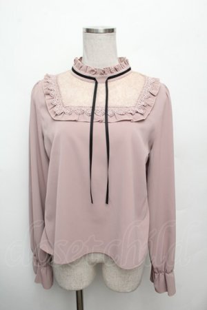 画像: evelyn / レース切替リボンブラウス  ピンク S-26-03-04-049-LO-TO-HR-ZS