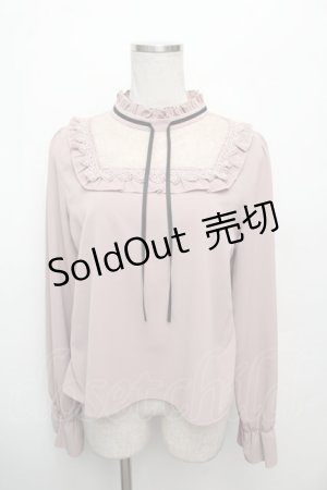 画像: evelyn / レース切替リボンブラウス  ピンク S-26-03-04-049-LO-TO-HR-ZS