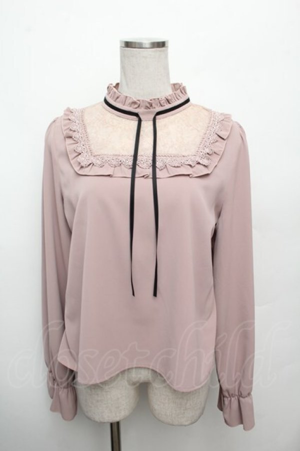 画像1: evelyn / レース切替リボンブラウス  ピンク S-26-03-04-049-LO-TO-HR-ZS (1)