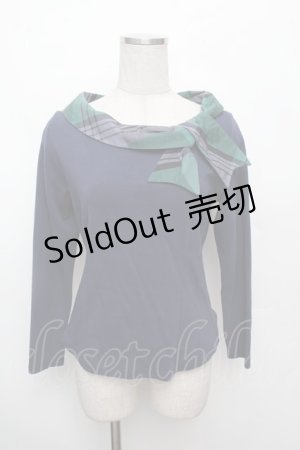 画像: an another angelus / チェックタイ付きカットトップス F ネイビー S-26-03-04-051-CA-TO-TE-ZS