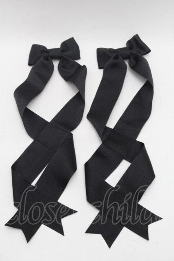 画像1: LOTUS ribbon / ツインテールリボンバレッタ  黒 S-26-03-04-019-EL-ZA-AS-ZS (1)