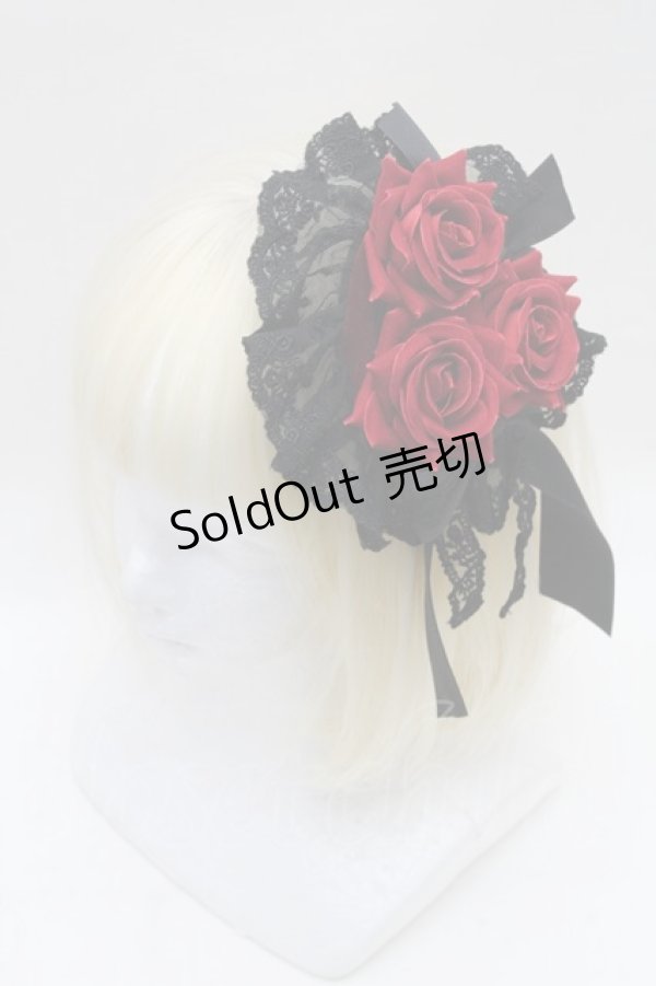 画像1: Chalmiere / ウィンターローズクリップ  黒×赤 S-26-03-04-031-0-AC-HR-ZS (1)