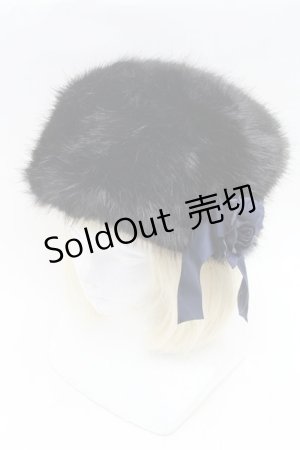 画像: Moi-meme-Moitie / コサージュ付きファーハット  黒 S-26-03-04-039-MO-AC-HR-ZS