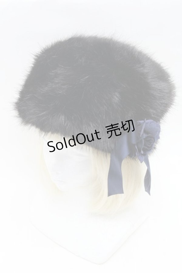 画像1: Moi-meme-Moitie / コサージュ付きファーハット  黒 S-26-03-04-039-MO-AC-HR-ZS (1)