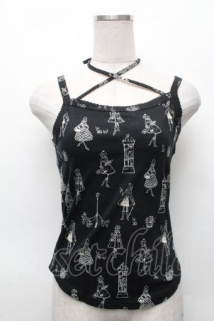 画像: Emily Temple cute / プリントキャミソール  黒ｘ白 S-26-03-06-001-ET-TO-AS-ZS