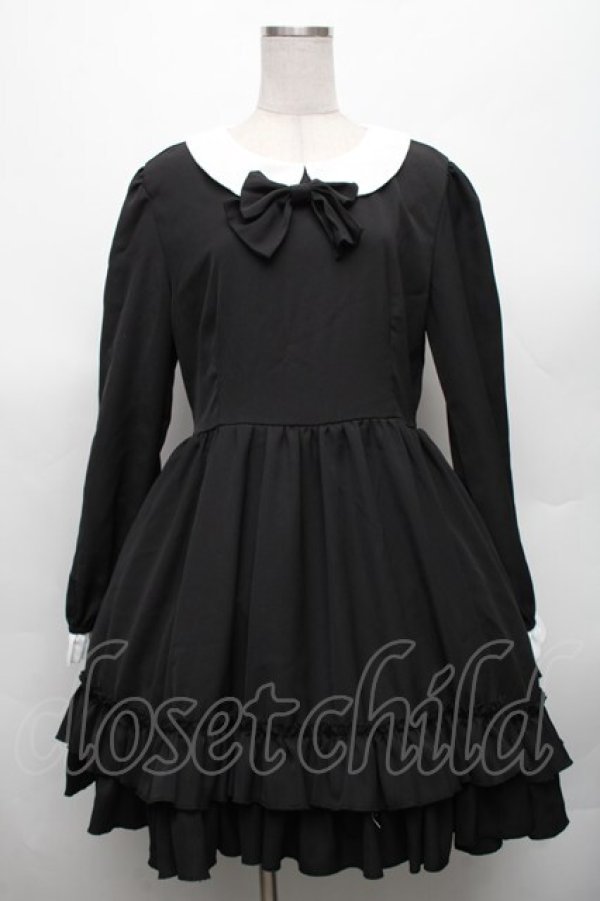 画像1: MARBLE / 衿付きバイカラーワンピース XL 黒ｘ白 S-26-03-06-034-GO-TO-HR-ZS (1)