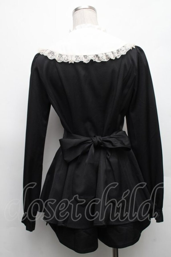 画像2: Secret Honey / フリルビッグカラーセットアップ  黒ｘ白 S-26-03-06-035-CA-BL-HR-ZS (2)