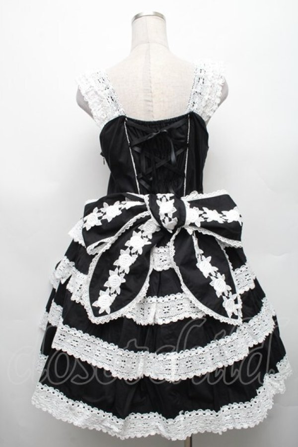 画像2: BABY,THE STARS SHINE BRIGHT / エリザベスジャンパースカート  黒ｘ白 S-26-03-06-036-BA-OP-HR-ZS (2)