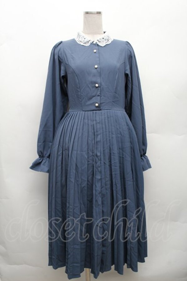 画像1: m petit by misako / AM*レースエリプリーツワンピース M ブルー S-26-03-06-038-LO-OP-AS-ZS (1)