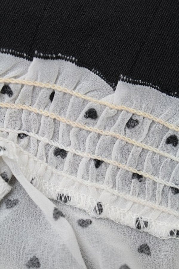 画像4: Rojita / ハートドットレースアップ半袖ワンピース  黒ｘオフ S-26-03-06-045-LO-OP-HR-ZS (4)