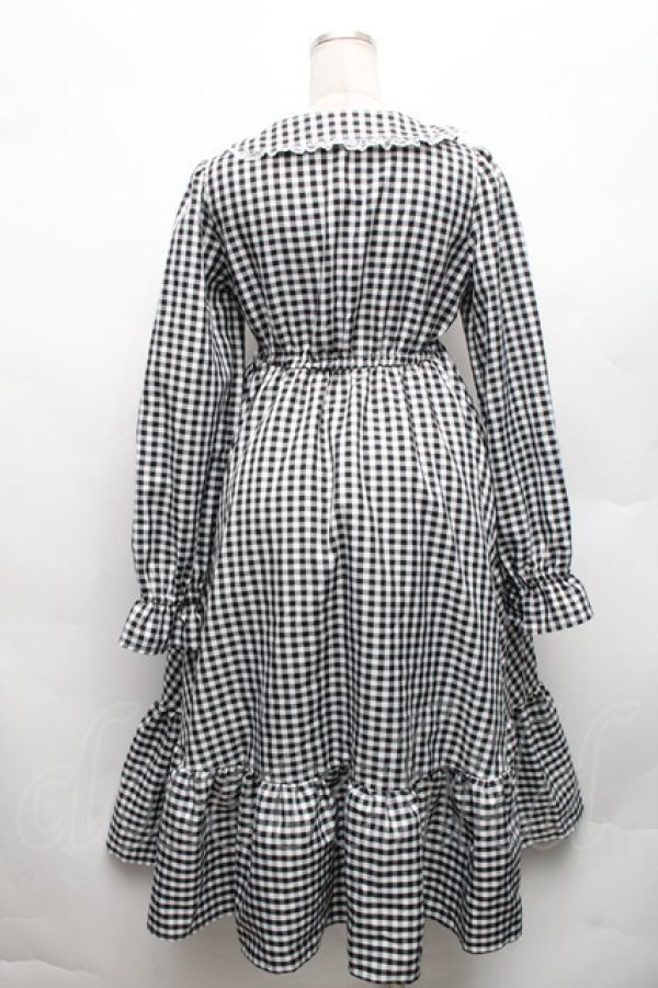 画像2: FLC / 星名桜子/ギンガムチェックワンピース M 黒ｘ白 S-26-03-06-047-LO-OP-AS-ZS (2)