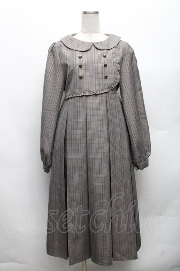 画像1: FLC / チェック柄ボックスプリーツワンピース M グレー S-26-03-06-048-LO-OP-HR-ZS (1)