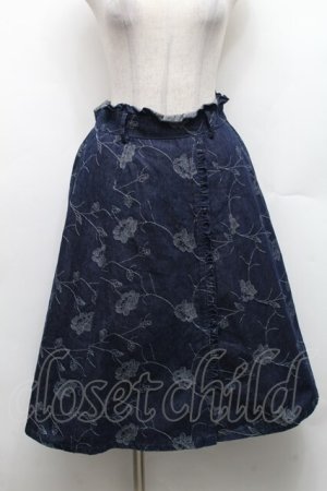 画像: axes femme / バラベルト付柄デニムスカート M 紺 S-26-03-06-050-AX-SK-TE-ZS