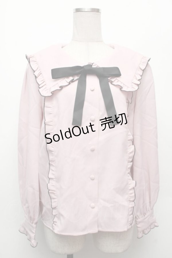 画像1: Ank Rouge / ビッグ襟フリルブラウス  ピンク S-26-03-06-006-CA-BL-HR-ZS (1)
