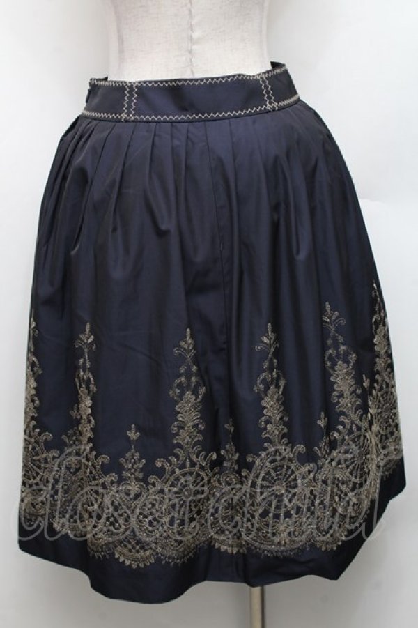 画像2: Jane Marple / ラメ刺繍スカート  紺 S-26-03-06-057-JM-SK-AS-ZS (2)