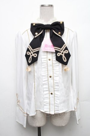 画像: Angelic Pretty / CIRCUS Ribbonブラウス  白ｘ黒 S-26-03-06-007-AP-BL-AS-ZS