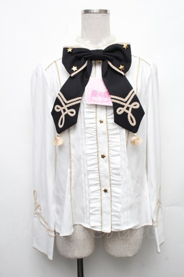 画像1: Angelic Pretty / CIRCUS Ribbonブラウス  白ｘ黒 S-26-03-06-007-AP-BL-AS-ZS (1)