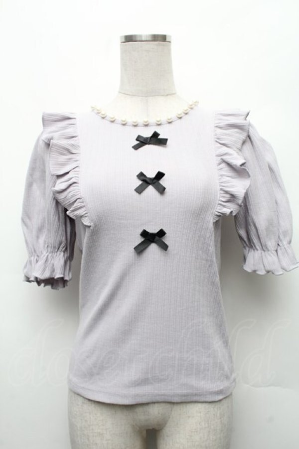 画像1: Ank Rouge / パールプチリボンリブニット  ラベンダー S-26-03-06-002-CA-TO-HR-ZS (1)