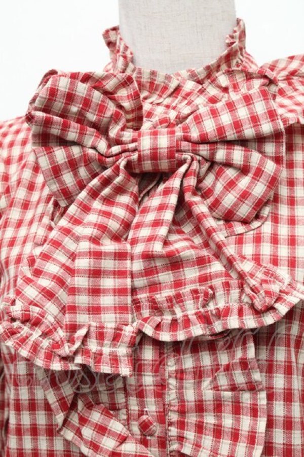 画像4: axes femme kawaii / チェック柄ブラウス  赤 S-26-03-06-014-AX-BL-AS-ZS (4)