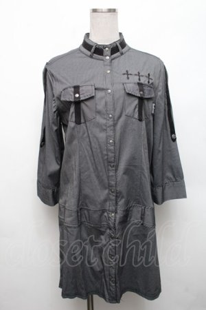 画像: Ozz Croce / ロングシャツ  黒ｘ白 S-26-03-06-018-OO-TO-AS-ZS