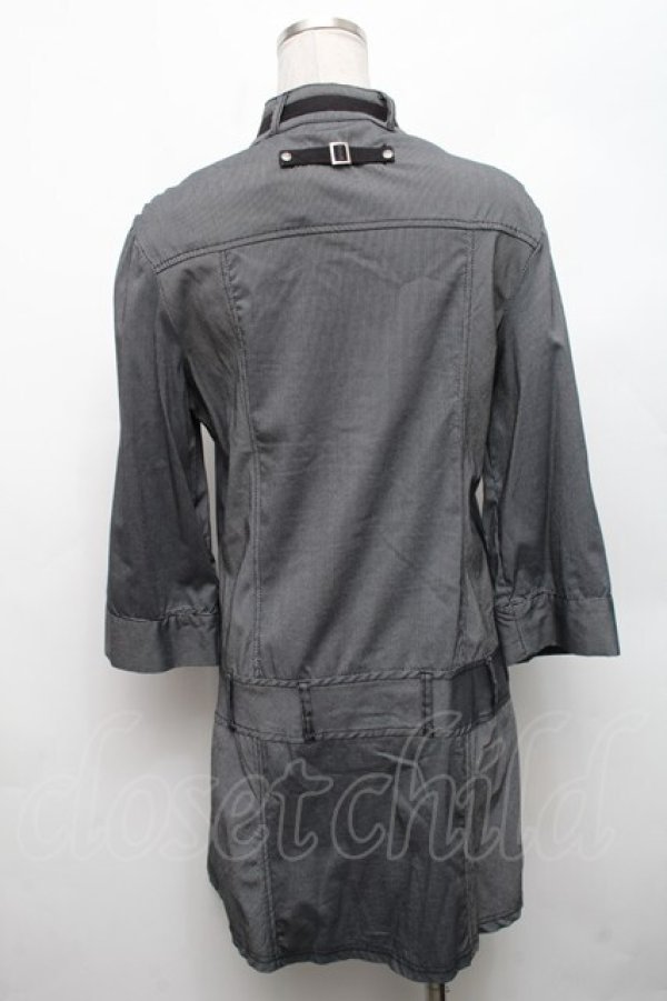 画像2: Ozz Croce / ロングシャツ  黒ｘ白 S-26-03-06-018-OO-TO-AS-ZS (2)