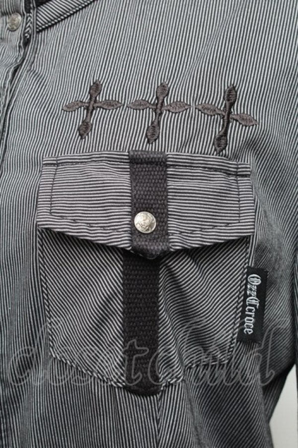 画像3: Ozz Croce / ロングシャツ  黒ｘ白 S-26-03-06-018-OO-TO-AS-ZS (3)