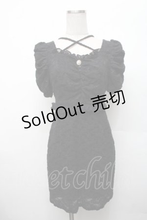 画像: evelyn / 肩フリル花柄ワンピース  サックス S-26-03-06-019-LO-OP-HR-ZS