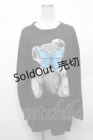 画像: TRAVAS TOKYO / バタフライベアープリントロングスリーブカットソー  黒 S-26-03-06-022-PU-JA-AS-ZS