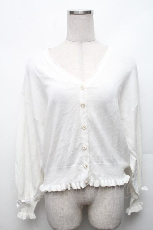 画像1: Secret Honey / リボンボタンカーディガン  白 S-26-03-06-024-CA-TO-HR-ZS (1)