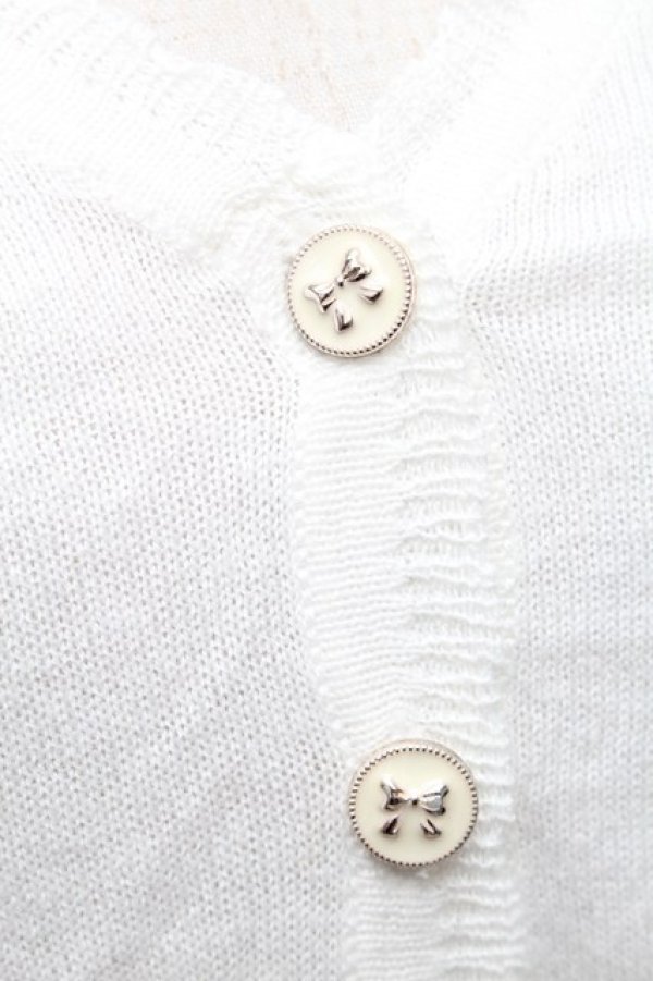 画像3: Secret Honey / リボンボタンカーディガン  白 S-26-03-06-024-CA-TO-HR-ZS (3)