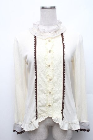 画像: axes femme / ブローチ付ブラウス風プルオーバー  オフ S-26-03-06-025-AX-TO-AS-ZS