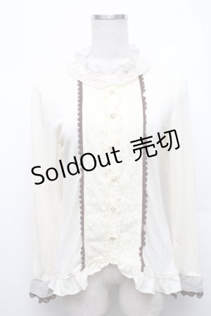 画像: axes femme / ブローチ付ブラウス風プルオーバー  オフ S-26-03-06-025-AX-TO-AS-ZS