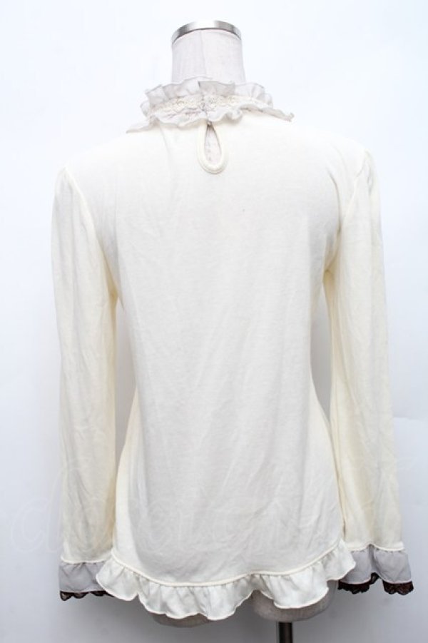 画像2: axes femme / ブローチ付ブラウス風プルオーバー  オフ S-26-03-06-025-AX-TO-AS-ZS (2)