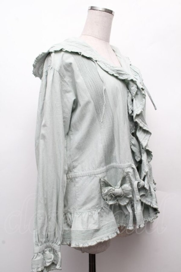 画像4: WONDERFUL WORLD / フード付フリルオーバーブラウス  ミント S-26-03-08-024-LO-BL-AS-ZS (4)