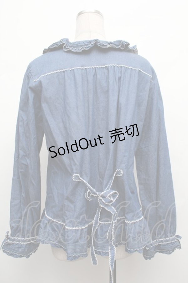画像2: PINK HOUSE / デニムフリルブラウス  ブルー S-26-03-08-027-LO-BL-AS-ZS (2)