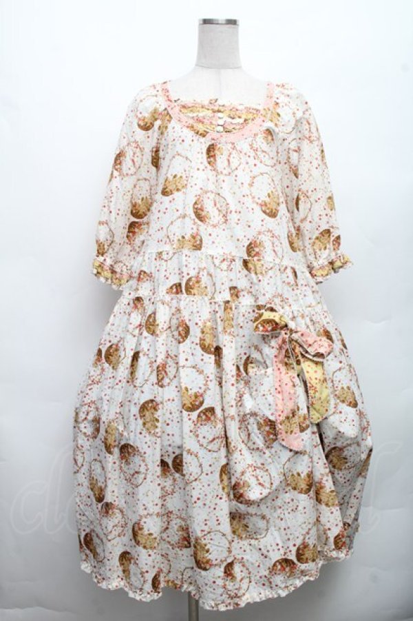 画像1: PINK HOUSE / フラワーピクニックたくし上げワンピース  オフ S-26-03-08-033-LO-OP-AS-ZS (1)