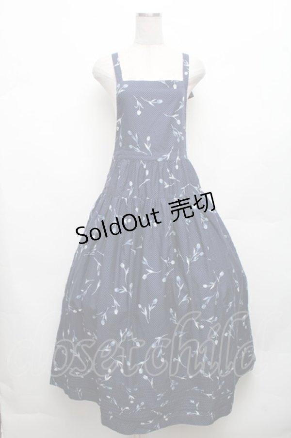 画像1: PINK HOUSE / 水玉チューリップエプロンドレス  紺 S-26-03-08-035-LO-OP-AS-ZS (1)