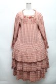 画像1: PINK HOUSE / いちご編みぐるみ段々チェックワンピース  ピンク S-26-03-08-037-LO-OP-AS-ZS (1)