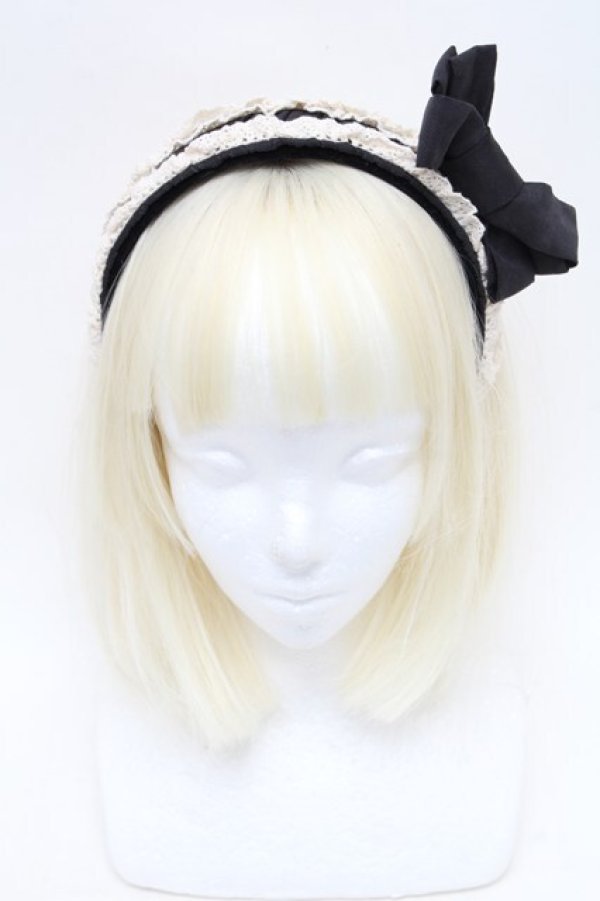 画像2: LOLITA / リボンレースカチューシャ  黒 S-26-03-08-004-LO-AC-HR-ZS (2)