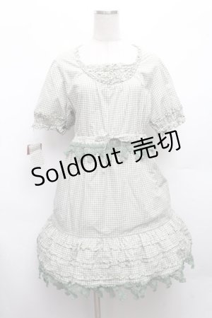 画像: PINK HOUSE / クローバーレースギンガムワンピース  グリーン S-26-03-08-038-LO-OP-AS-ZS